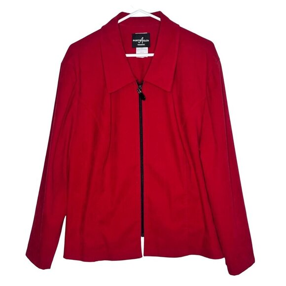Vintage Red Zip Up Blazer Jacket Womens 20 Academia Trendy Career Office Twee - Picture 1 of 7